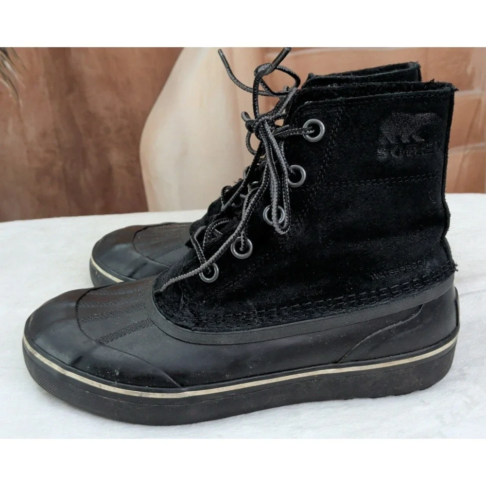 SOREL CHEYANNE METRO LACE WP Boots Black Suede NM3454 010